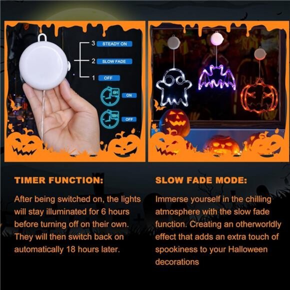 Halloween Lights Decorations 2025 3-Pack Orange Pumpkin White Ghost - Picture 4 of 7